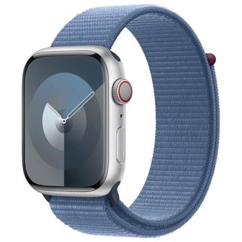Chatré hodinky APPLE Watch Series 9 Cellular 45mm Stříbrný hliník s ledově modrým provlékacím řemínkem