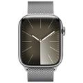 Chytré hodinky APPLE Watch Series 9 Cellular 45mm Stříbrná ocel se stříbrným milánským tahem