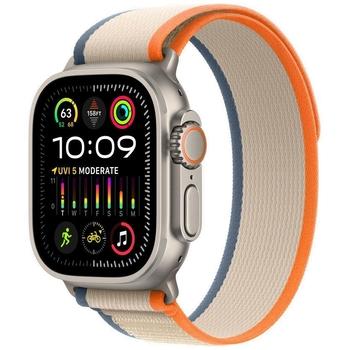 Chytré hodinky APPLE Watch Ultra 2 49mm titanová s oranžovobéžovým trailovým tahem S/M