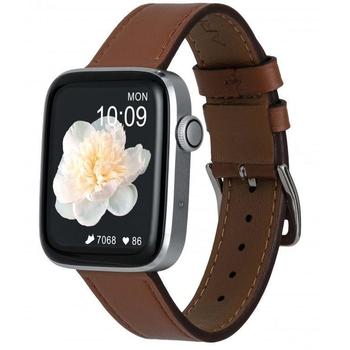 Chytré hodinky ARMODD Squarz 9 Pro Silver-9012 s hnědým koženým řemínkem + silikonový řemínek, stříbrné (silver)