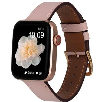 Chytré hodinky ARMODD Squarz 9 Pro Gold-9013 s růžovým koženým řemínkem + silikonový řemínek, zlaté (gold)