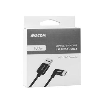  AVACOM datový a nabíjecí kabel USB - USB Type-C, konektor v úhlu 90st, černá