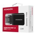 AXAGON ACU-PD22, PD nabíječka do sítě, 1x USB-C port, PD3.0/QC3.0/AFC/FCP/Apple, 22W