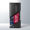 AXAGON EEM2-SB2, USB-C 3.2 Gen 2 - M.2 NVMe & SATA SSD kovový RAW box, bezšroubkový, černý