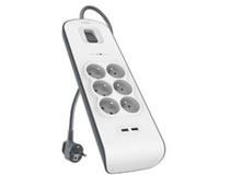 Obrázek k produktu: BELKIN SurgeStrip, 650J, 2xUSB, bílá/šedá (white/gray)