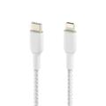 BELKIN kabel oplétaný USB-C - Lightning, 2m, bílý