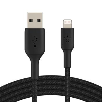 Kabel oplétaný BELKIN USB-A - Lightning, černý (black)