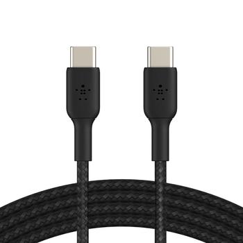 Kabel oplétaný BELKIN USB-C - USB-C, černý (black)