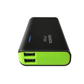 Externí baterie ADATA PowerBank PT100 10000mAh, černo-zelená
