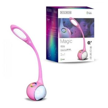 NILSEN LED stolní lampa MAGIC dotyková, stmívatelná, 5W, barev.podsvícení, růžová   HG008