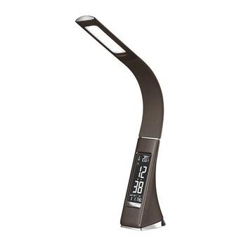 Solight LED stolní lampa stmívatelná s displejem, 6W, 4100K, kůže, hnědá   WO46-H