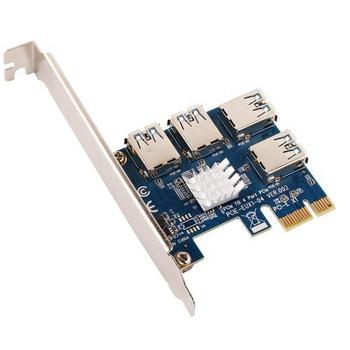 ANPIX adaptér z PCI-E 1x na 4 porty pro RISER karty s konektorem USB (vhodné pro těžbu kryptoměny, m