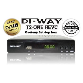 SET TOP BOX DI-WAY T2-ONE FullHD s HEVC H.265 DVB-T2 ověřeno, USB přijímač
