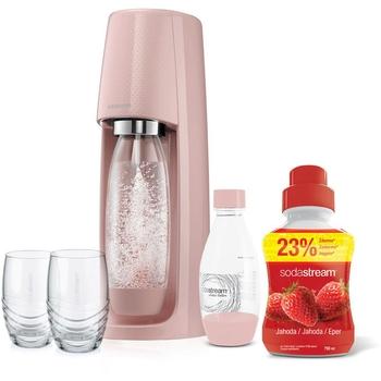 Výrobník perlivé vody SODASTREAM sada Spirit RŮŽOVÝ + příchuť SODA, růžová (pink)