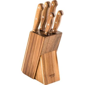 Set 5 nožů v bloku LAMART LT2080, stříbrná/hnědá (silver/brown)