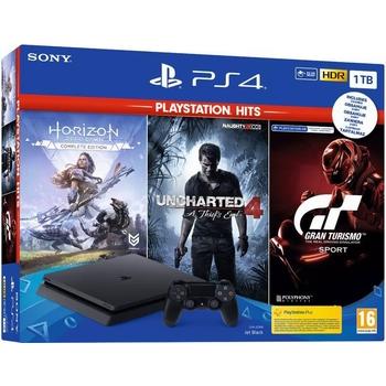 Herní konzole Sony PlayStation 4 1 TB + Gran Turismo Sport + Uncharted 4 + Horizon Zero Dawn