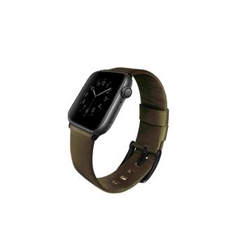 Uniq kožený řemínek Mondain pro Apple Watch série 4 (44 mm), olivová