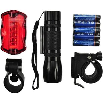 Solight sada cyklo světel, přední 3W LED + zadní 5x LED, 2x držák, 5x AAA baterie   WL19
