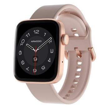 Chytré hodinky ARMODD Squarz 9 Pro Gold-9006 s růžovým silikonovým řemínkem, zlaté (gold)