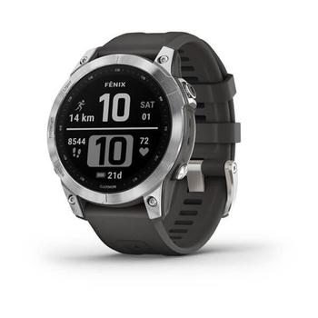 Chytré hodinky GARMIN fenix 7 PRO Glass,Silver/ Graphite Silicone Band