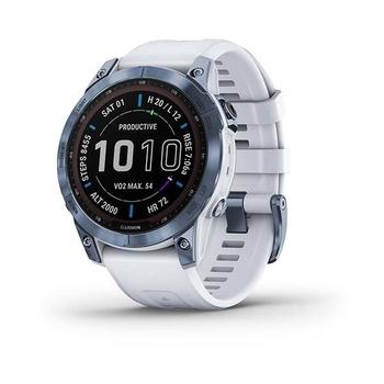 Chytré hodinky GARMIN fenix 7 PRO Sapphire Solar,Titan Blue/ White Silicone Band