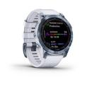 Garmin fenix 7 PRO Sapphire Solar,Titan Blue/ White Silicone Band