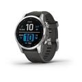 Garmin fenix 7s PRO Glass, Silver/ Graphite Silicone Band