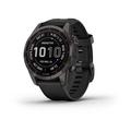 Garmin fenix 7s PRO Sapphire Solar, Titan Carbon Gray/ Black Silicone Band