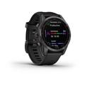 Garmin fenix 7s PRO Sapphire Solar, Titan Carbon Gray/ Black Silicone Band