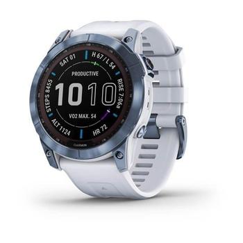 Chytré hodinky GARMIN fenix 7X PRO Sapphire Solar, Titan Blue/ White Silicone Band