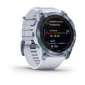 Garmin fenix 7X PRO Sapphire Solar, Titan Blue/ White Silicone Band