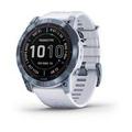 Garmin fenix 7X PRO Sapphire Solar, Titan Blue/ White Silicone Band
