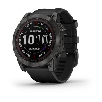 Garmin fenix 7X PRO Sapphire Solar, Titan Carbon Gray/ Black Silicone Band