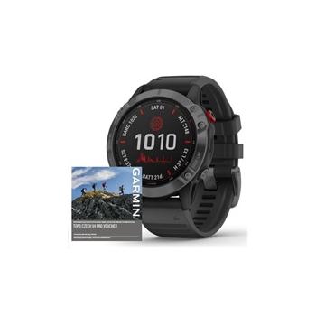 Chytré hodinky GARMIN fenix 6 PRO Solar, Gray/Black Band (MAP/Music)