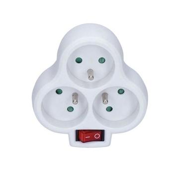 Solight rozbočka, 3 x 10A, bílá, vypínač - P99