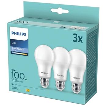 LED žárovka PHILIPS klasik, 13W, E27, chladná denní, 3ks