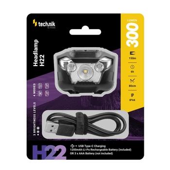 Čelovka TECHNIK MT-H22, 300lm, černý (black)