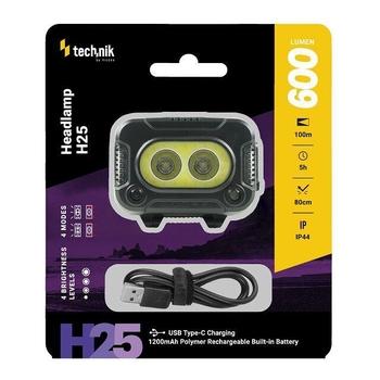 Čelovka TECHNIK MT-H25 nabíjecí, 600lm, černý (black)