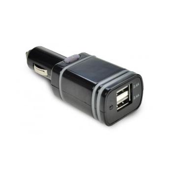 USB nabíjecí autoadaptér SOLIGHT, USB nabíjecí 2x2400mA, DC 12/24V, černý  DC30