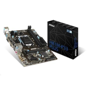 MSI MB Sc LGA1150, H81M-P33 PLUS, Intel H81, 2xDDR3, VGA+DVI, GbLAN, mATX