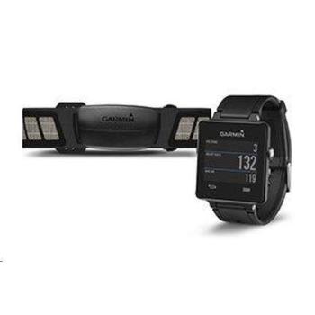 Monitorovací náramek a hodinky GARMIN  vívoactive Black HR Premium s náhradním bílým řemínkem, černý (black)