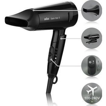 Fén BRAUN Satin Hair 3 HD 350 To Go, černý (black)