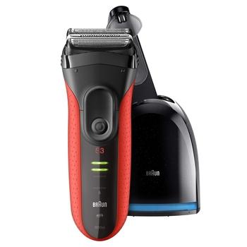 Holící strojek BRAUN Series 3 3050 Clean&Charge Red, černý/červený (black/red)