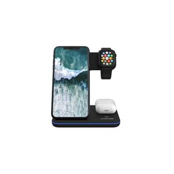 CANYON Bezdrátová nabíječka WS-303B, 3v1, vstup 9V/2A, 12V/2A, výstup 15W/10W/7.5W/5W, Type C to USB