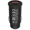 CANYON auto nabíječka C-30, 1x USB-C + 1x USB-A (PD 30W/QC 3.0 18W), vstup 12V-24V
