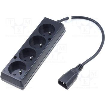 Napájecí redukce 230V k UPS - 1x IEC C14 na 4x CEE 7/5 (FR / CZ), max.10A, délka 30 cm
