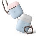 Elago Airpods 2 Silicone Duo Hang Case - Blue/ Pink, White