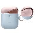 Elago Airpods 2 Silicone Duo Hang Case - Blue/ Pink, White