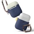 Elago Airpods 2 Silicone Duo Hang Case - Jeans Indigo/ White, Yellow