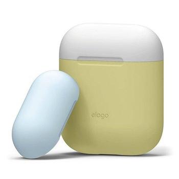 Elago Airpods Silicone Duo Case - Yellow/ White, Pastel Blue